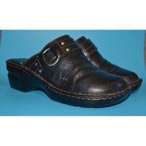 b.o.c. Born Black Leather Mule Clogs Womens Size 7 /38 Slip On Comfort Shoes